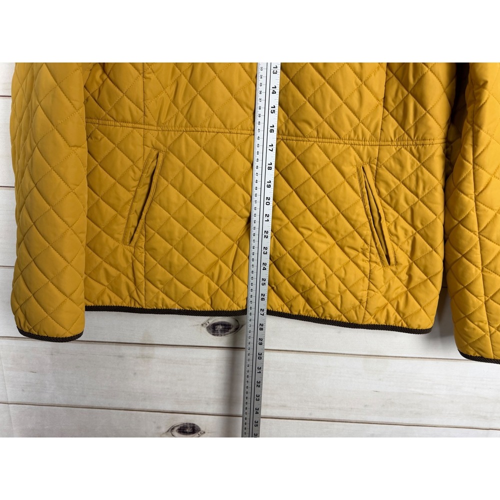 Lauren Ralph Lauren Jacket Womens XL Mustard Yellow Quilted Faux Fur Collar - Picture 5 of 8